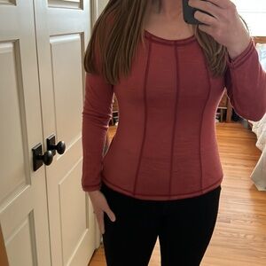 Prana Chrissa, Long sleeve Heathered Tamarind Top,‎ Wool blend SMALL